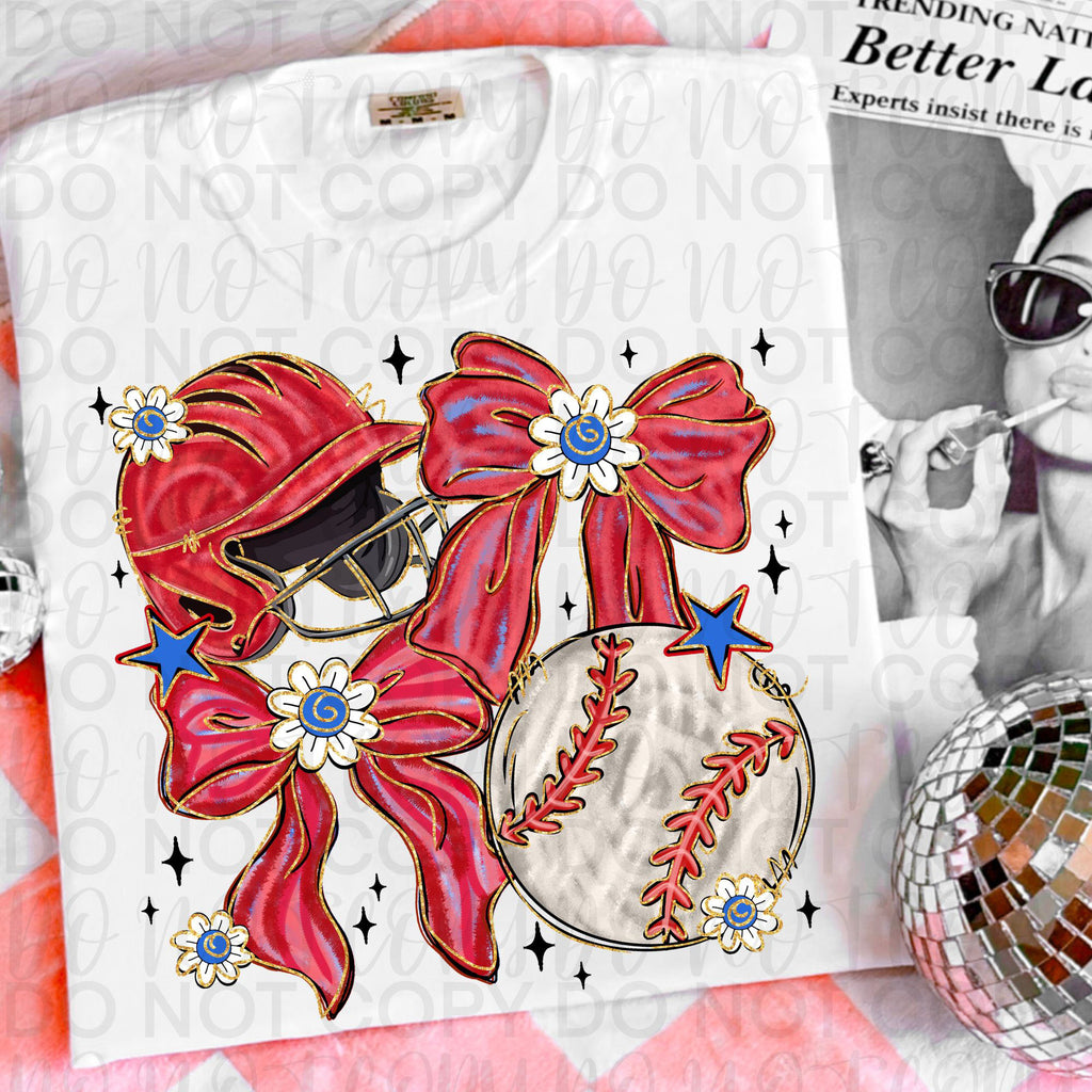 Brushstroke Baseball Coquette PNG