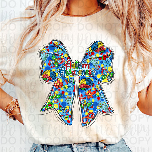 Autism Awareness Bow PNG