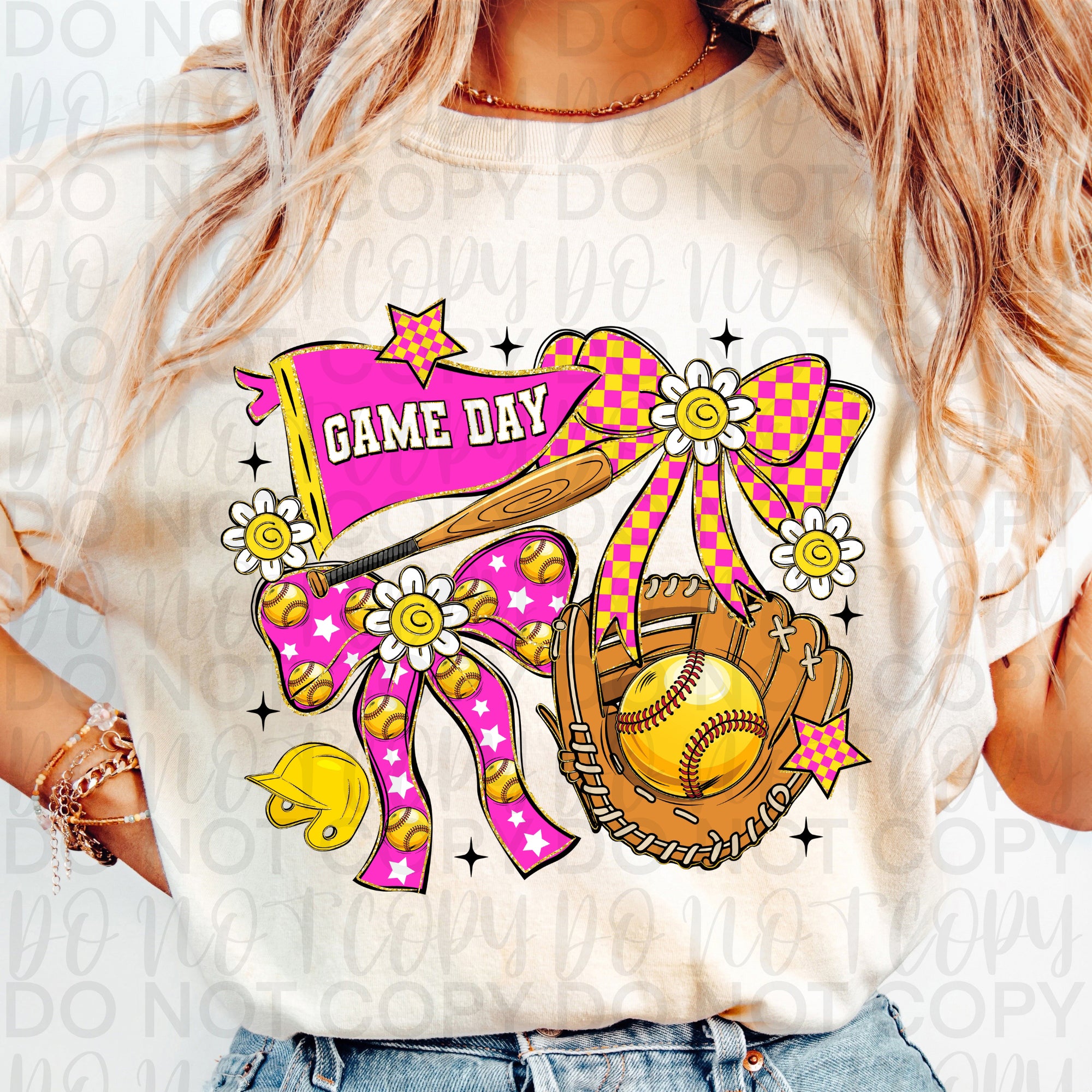 Game Day Softball Coquette PNG