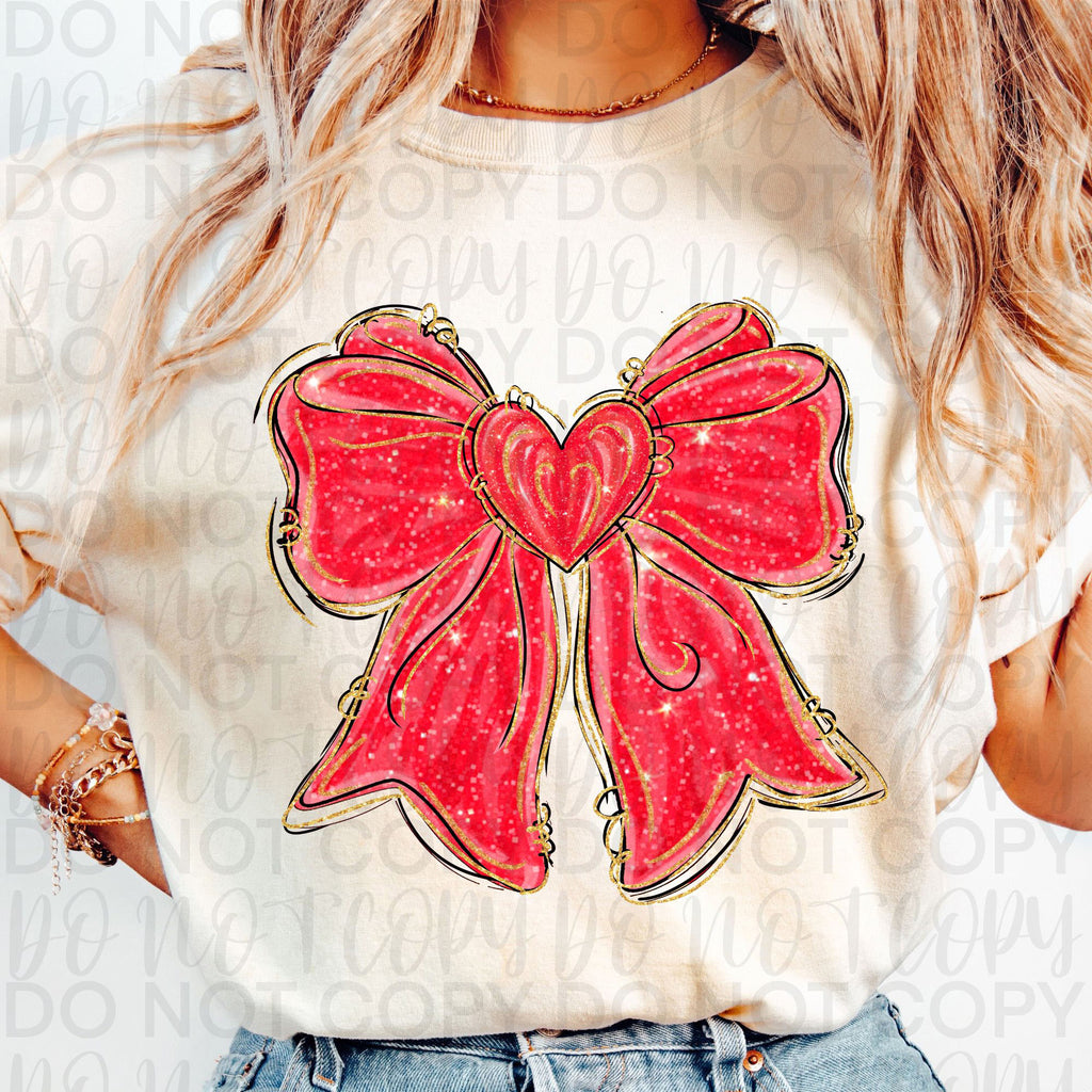 Valentine Coquette Heart Bow PNG