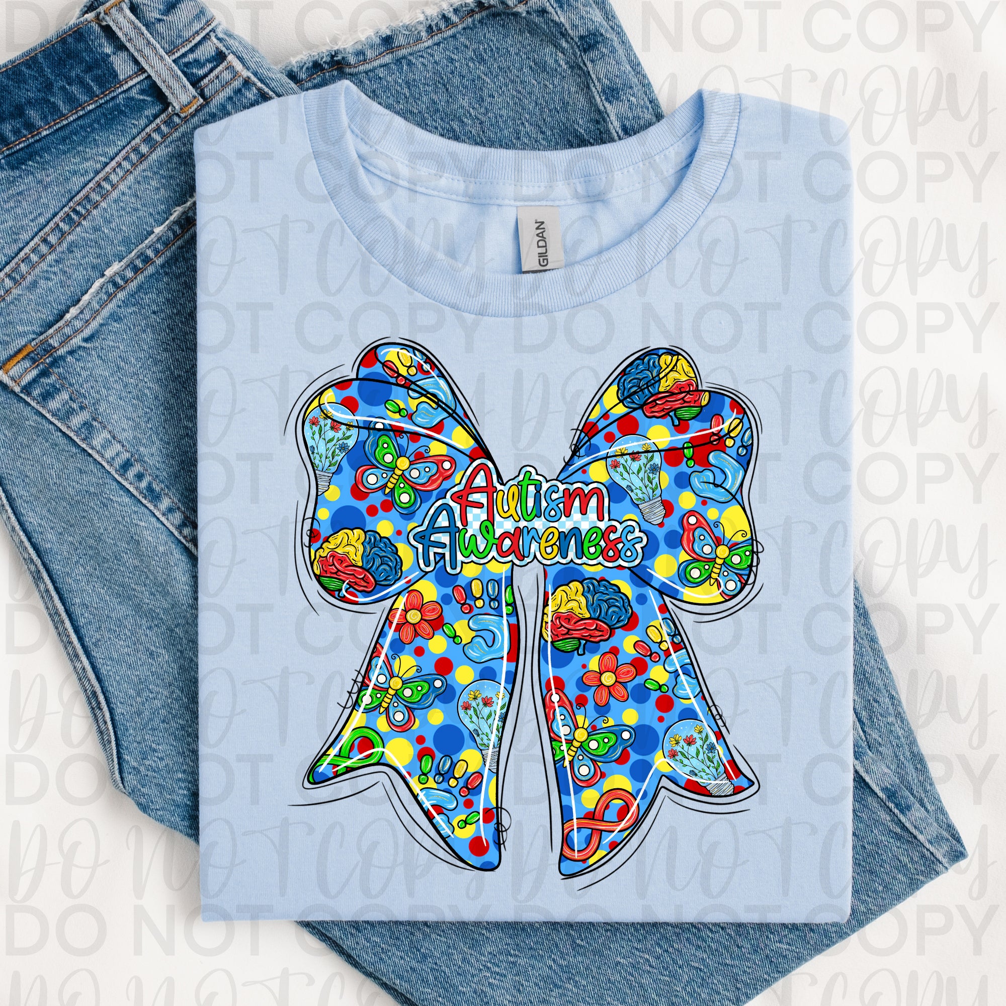 Autism Awareness Bow PNG