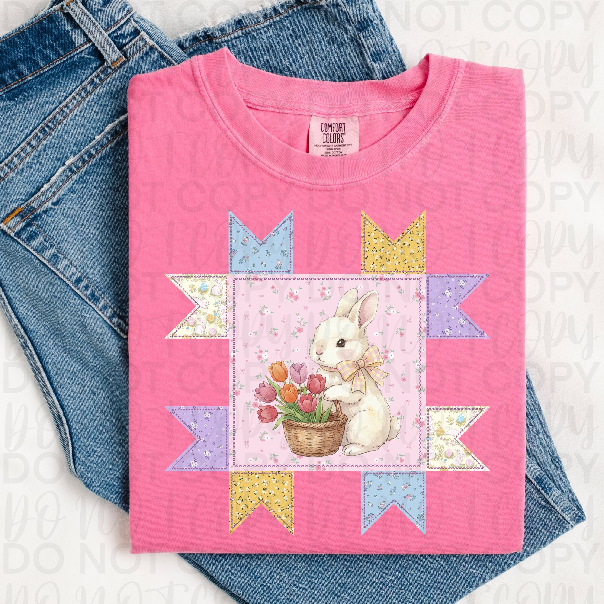 Vintage Patchwork Easter Bunny PNG