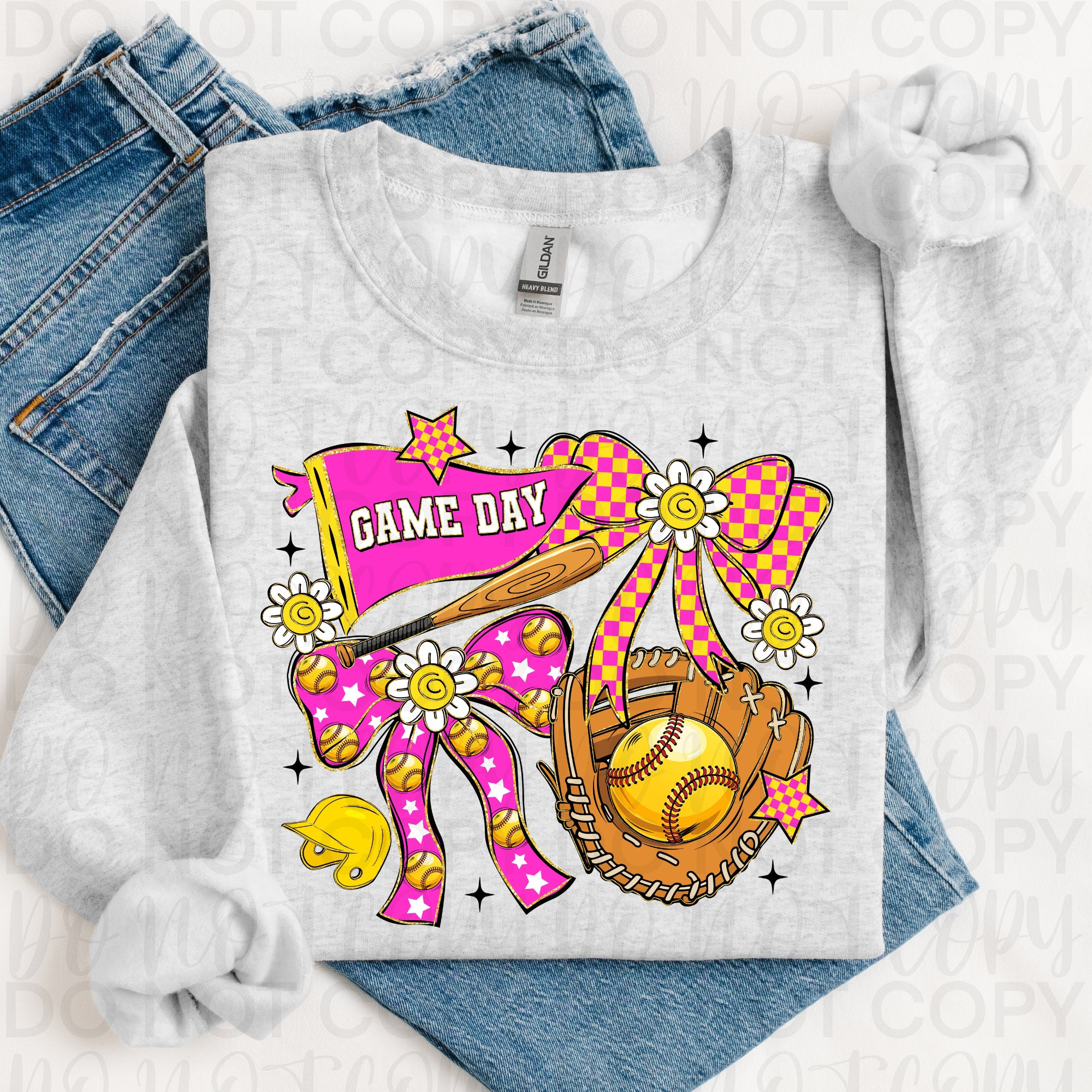 Game Day Softball Coquette PNG