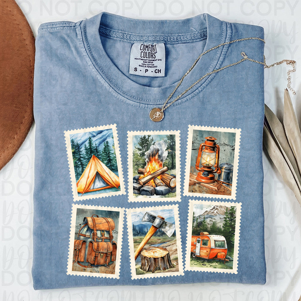 Vintage Camping Stamps PNG