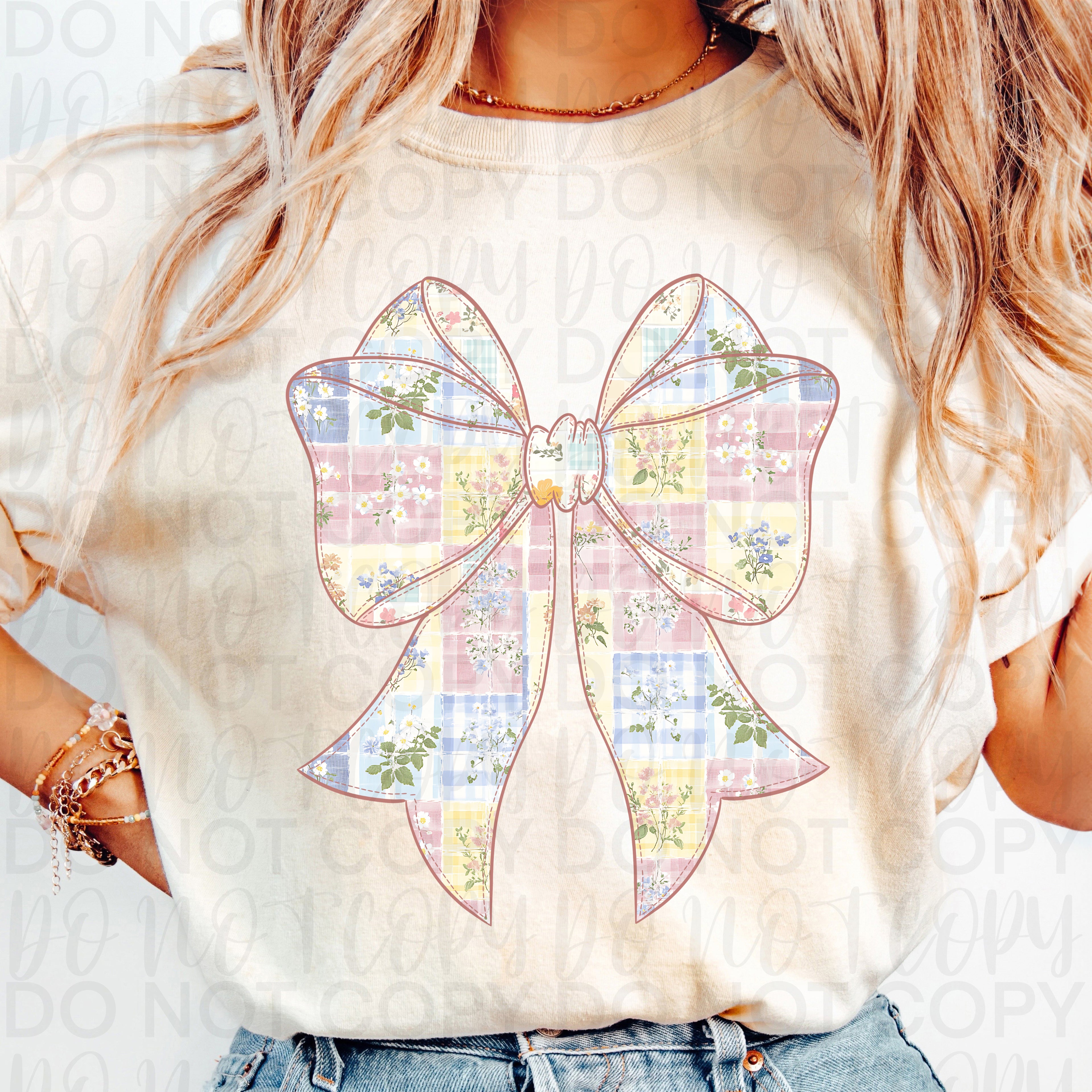 Patchwork Floral Bow PNG