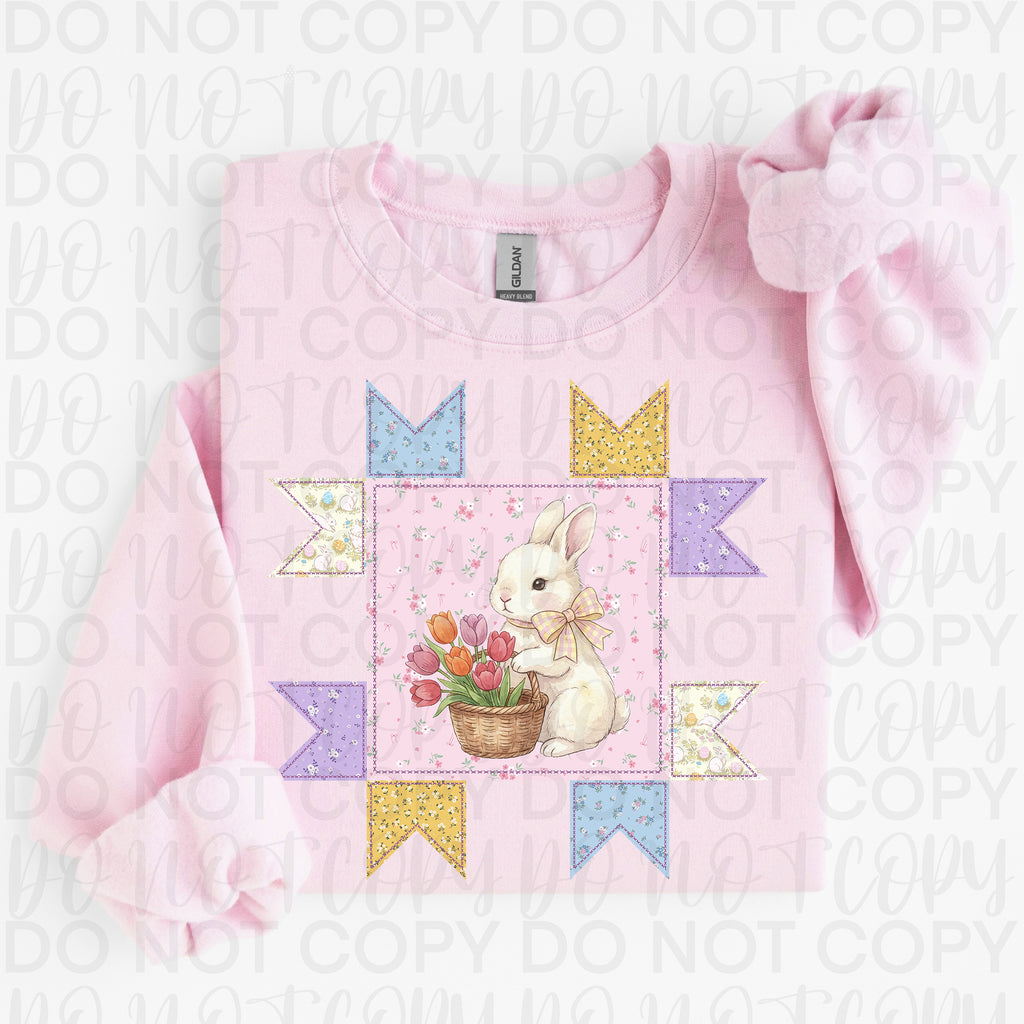 Vintage Patchwork Easter Bunny PNG
