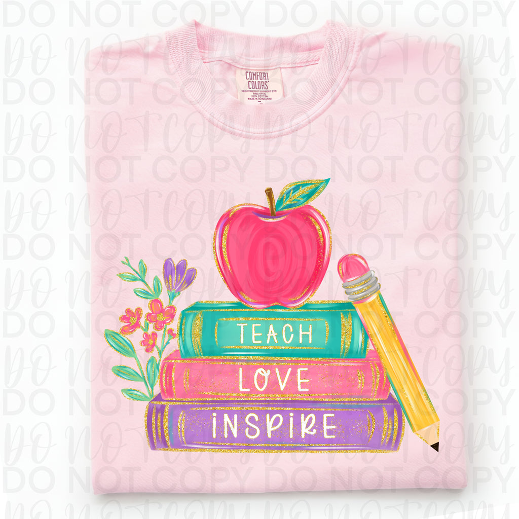 Floral Teach Love Inspire Custom Teacher PNG