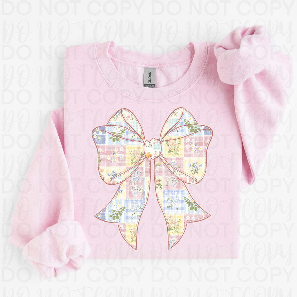 Patchwork Floral Bow PNG