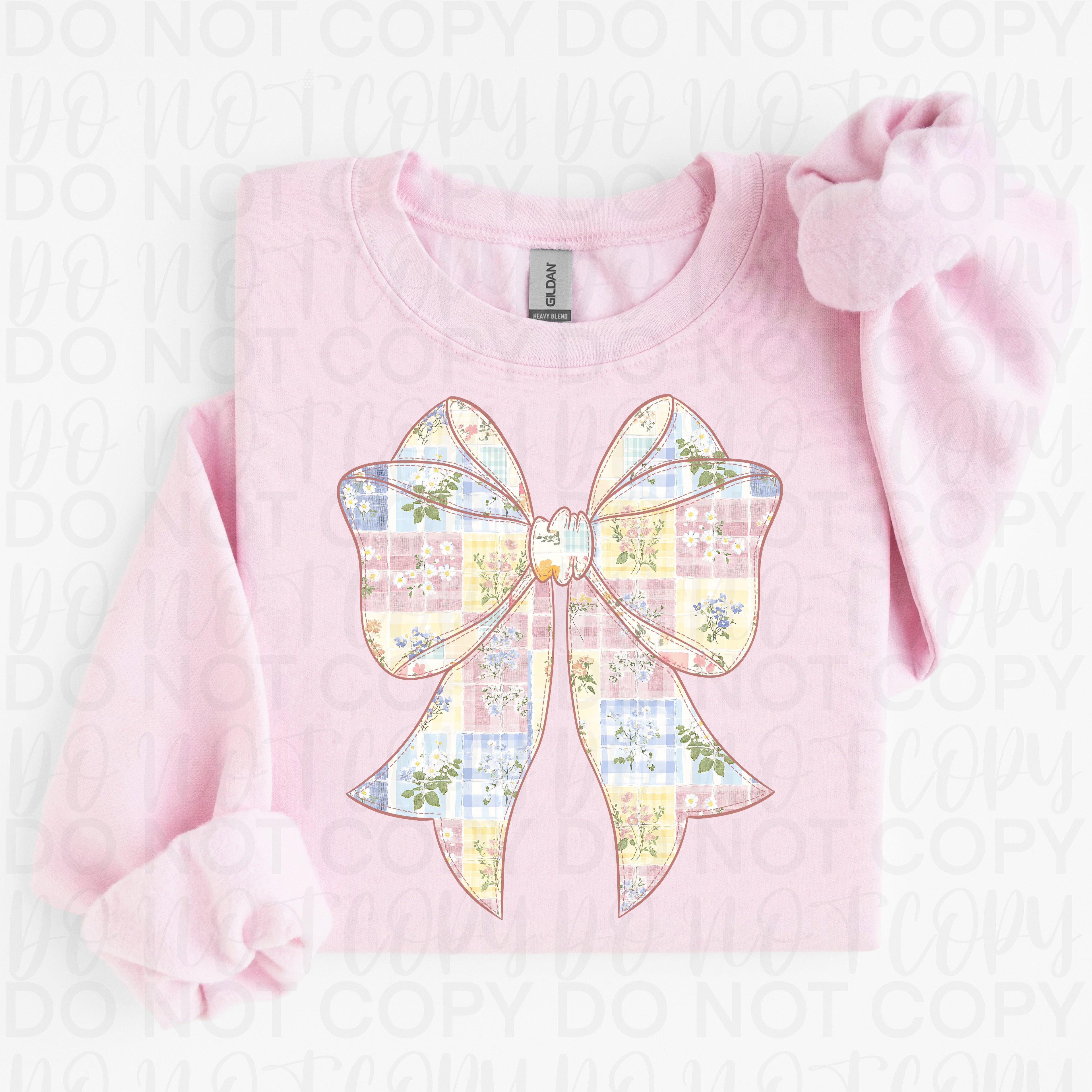 Patchwork Floral Bow PNG