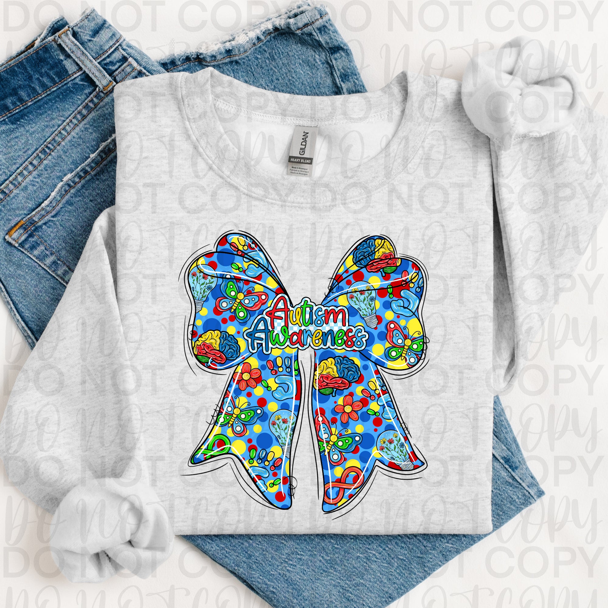 Autism Awareness Bow PNG