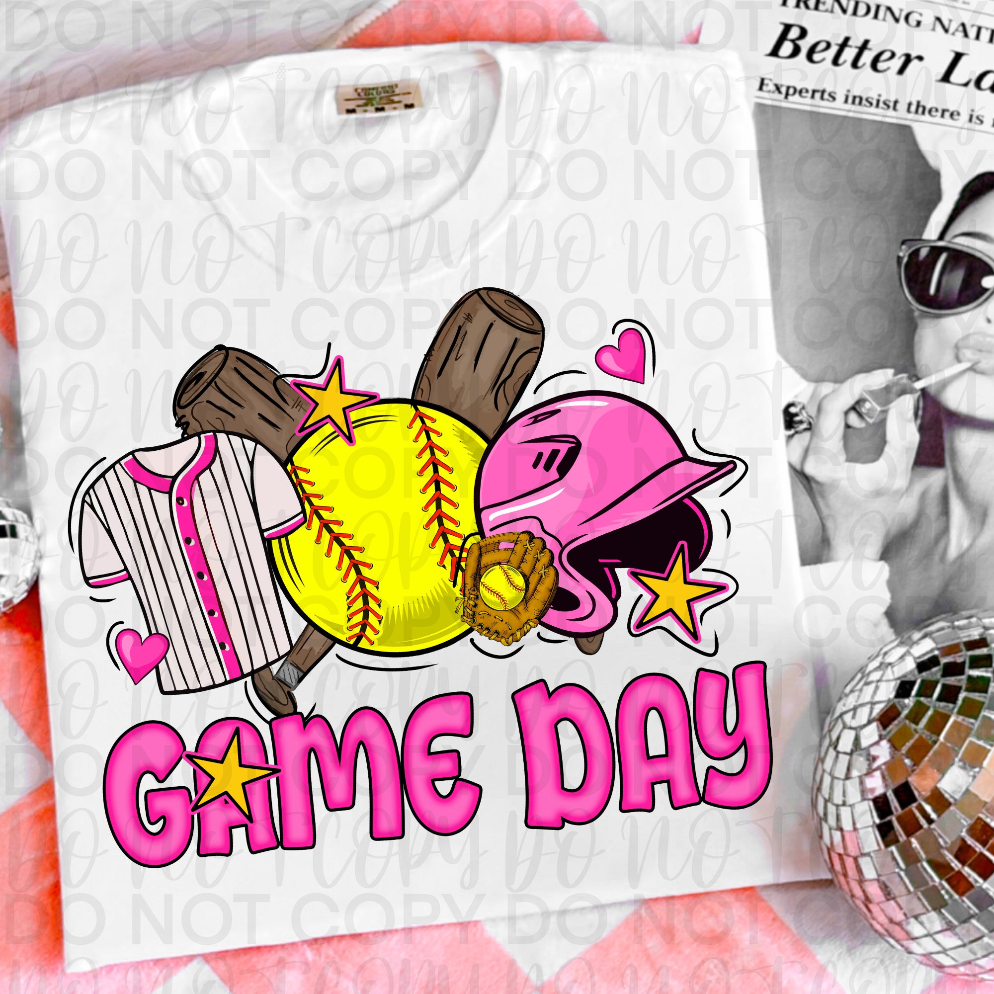Retro Softball Game Day PNG
