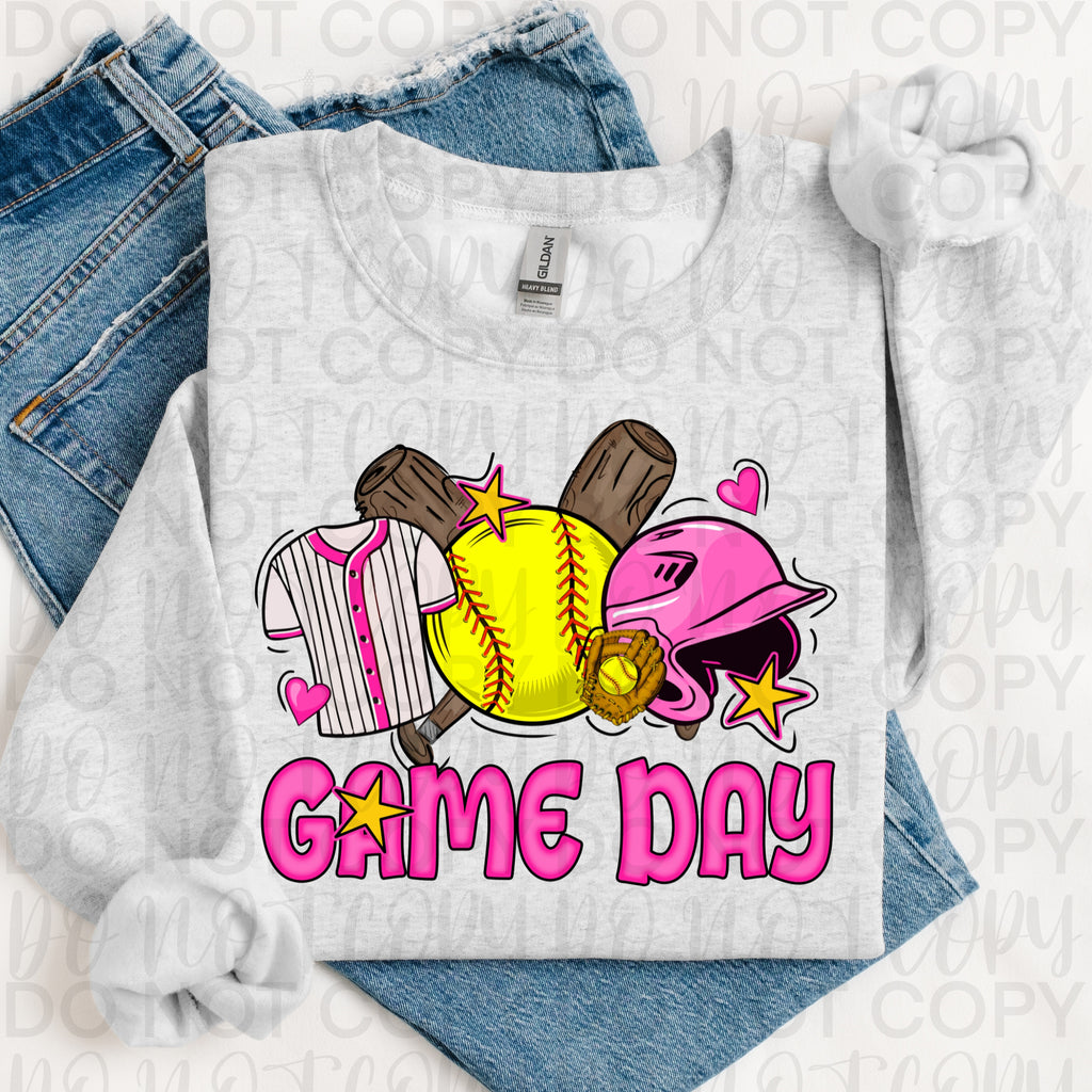 Retro Softball Game Day PNG