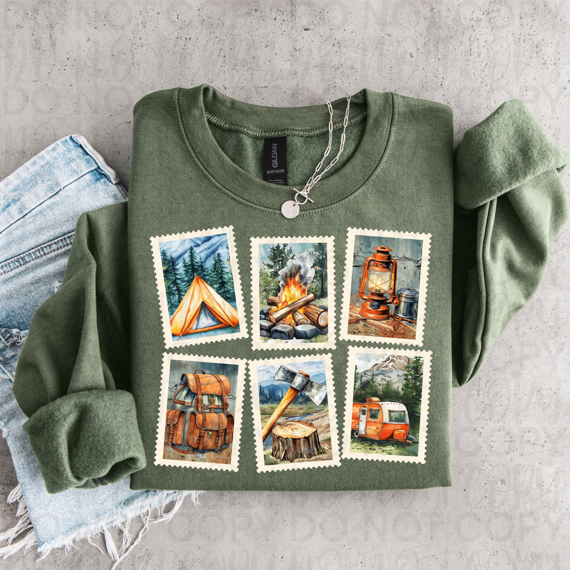 Vintage Camping Stamps PNG