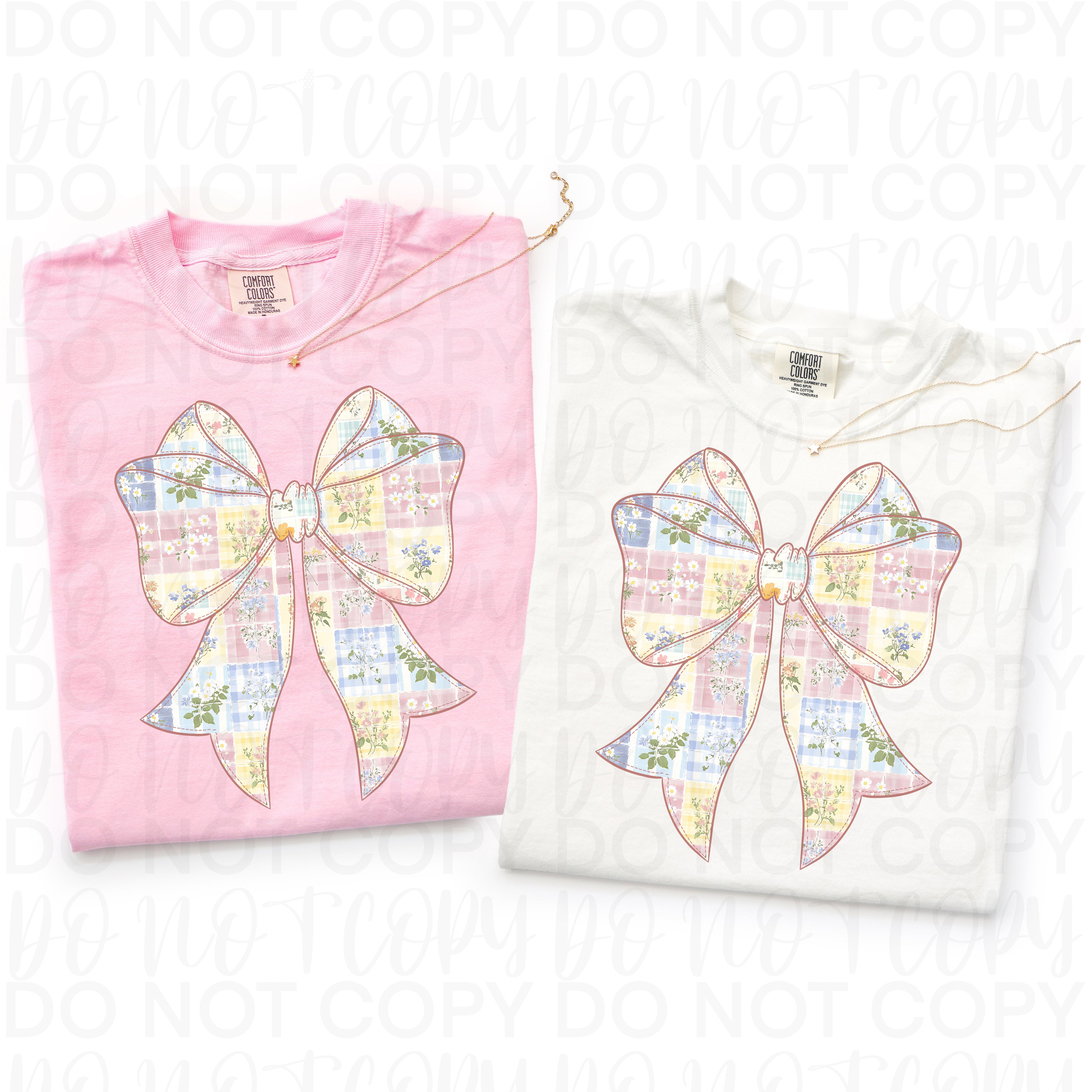 Patchwork Floral Bow PNG