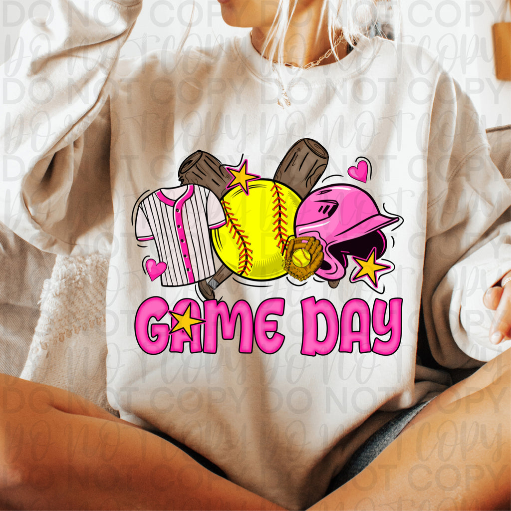 Retro Softball Game Day PNG