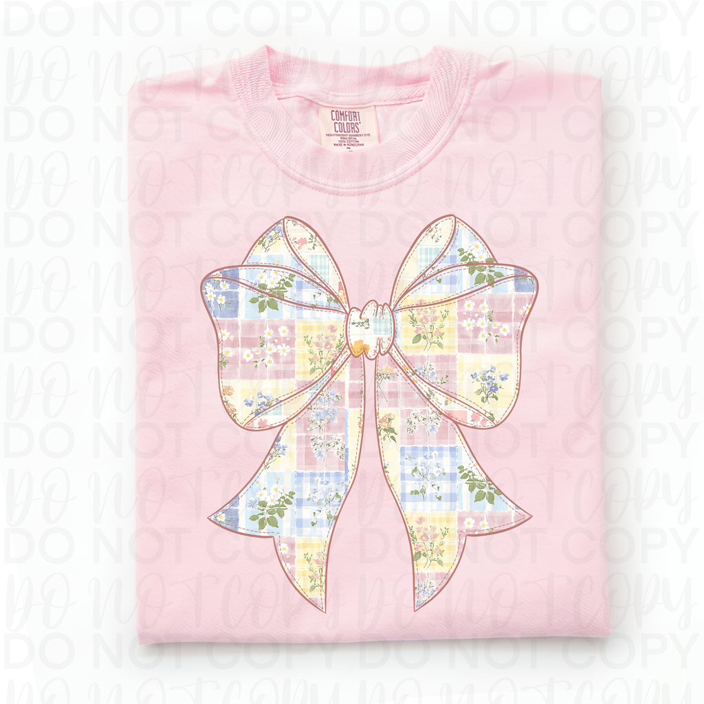 Patchwork Floral Bow PNG