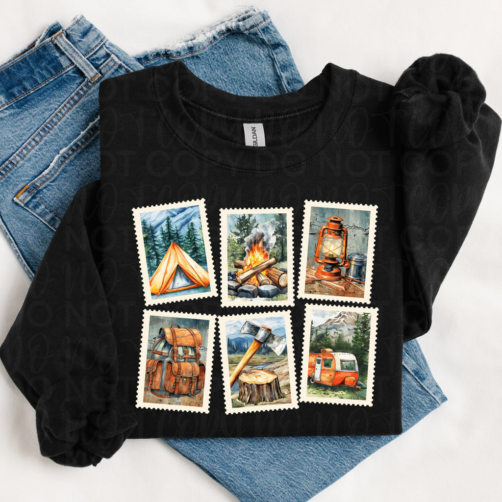 Vintage Camping Stamps PNG