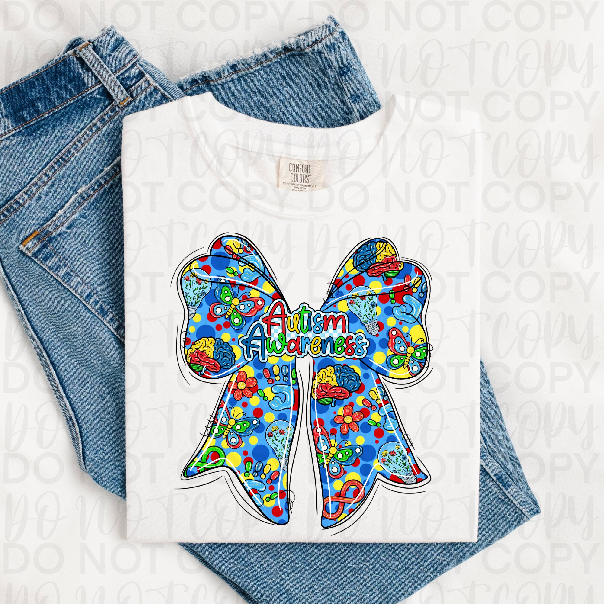 Autism Awareness Bow PNG