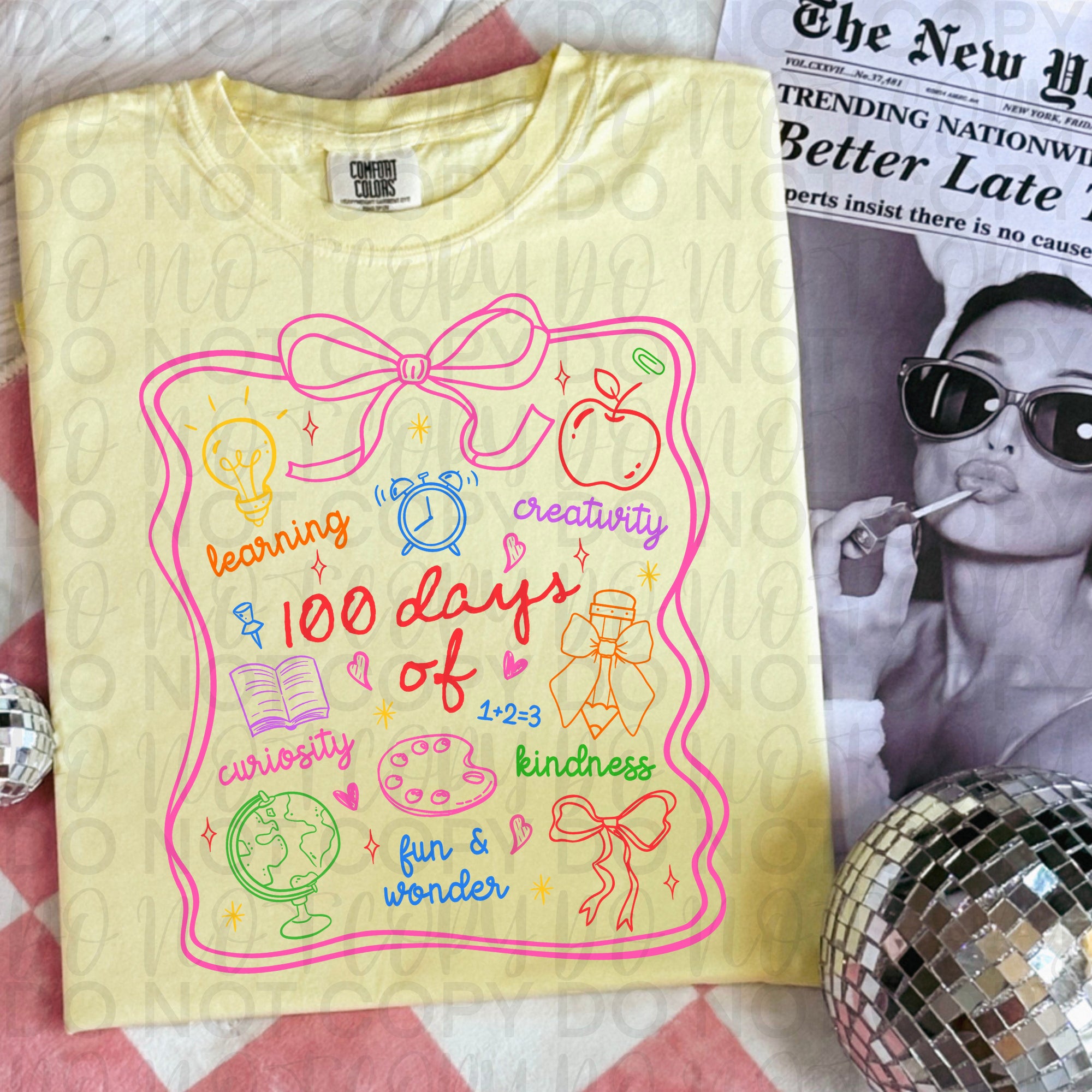 Coquette 100 Days of School Doodles PNG