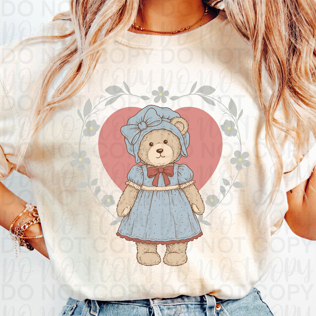 Vintage Bear Heart PNG