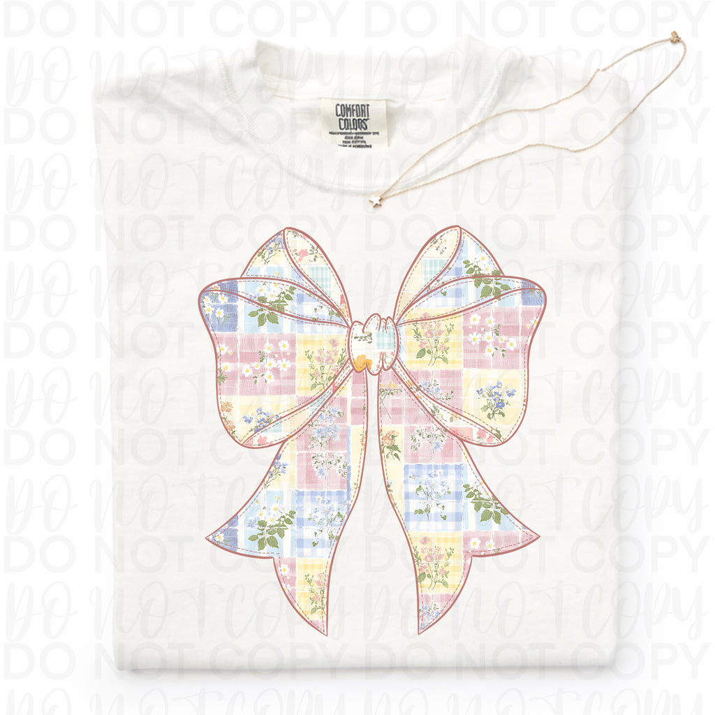 Patchwork Floral Bow PNG
