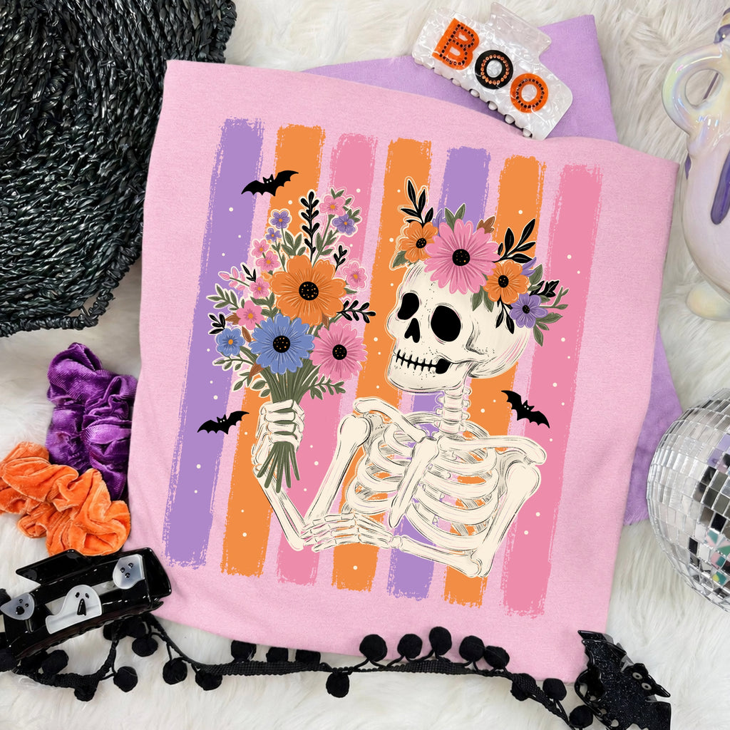 Floral Striped Skeleton PNG