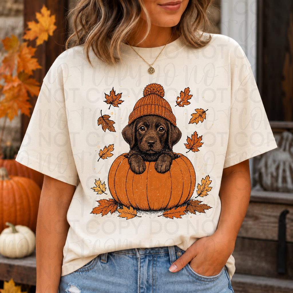 Fall Chocolate Lab Pumpkin PNG