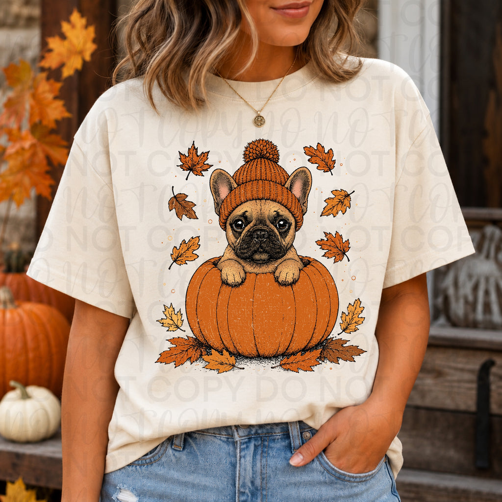 Fall French Bulldog Pumpkin PNG