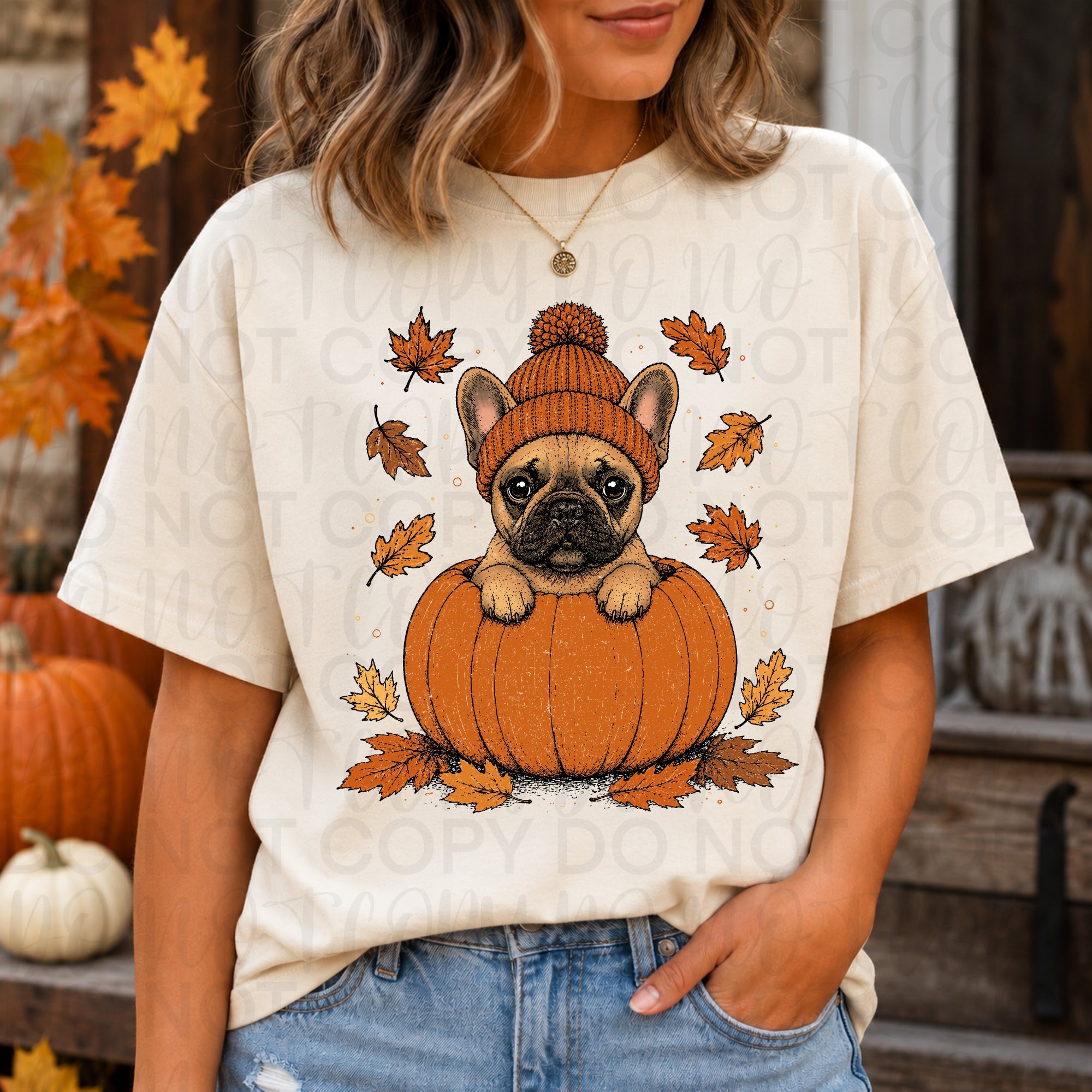 Fall French Bulldog Pumpkin PNG