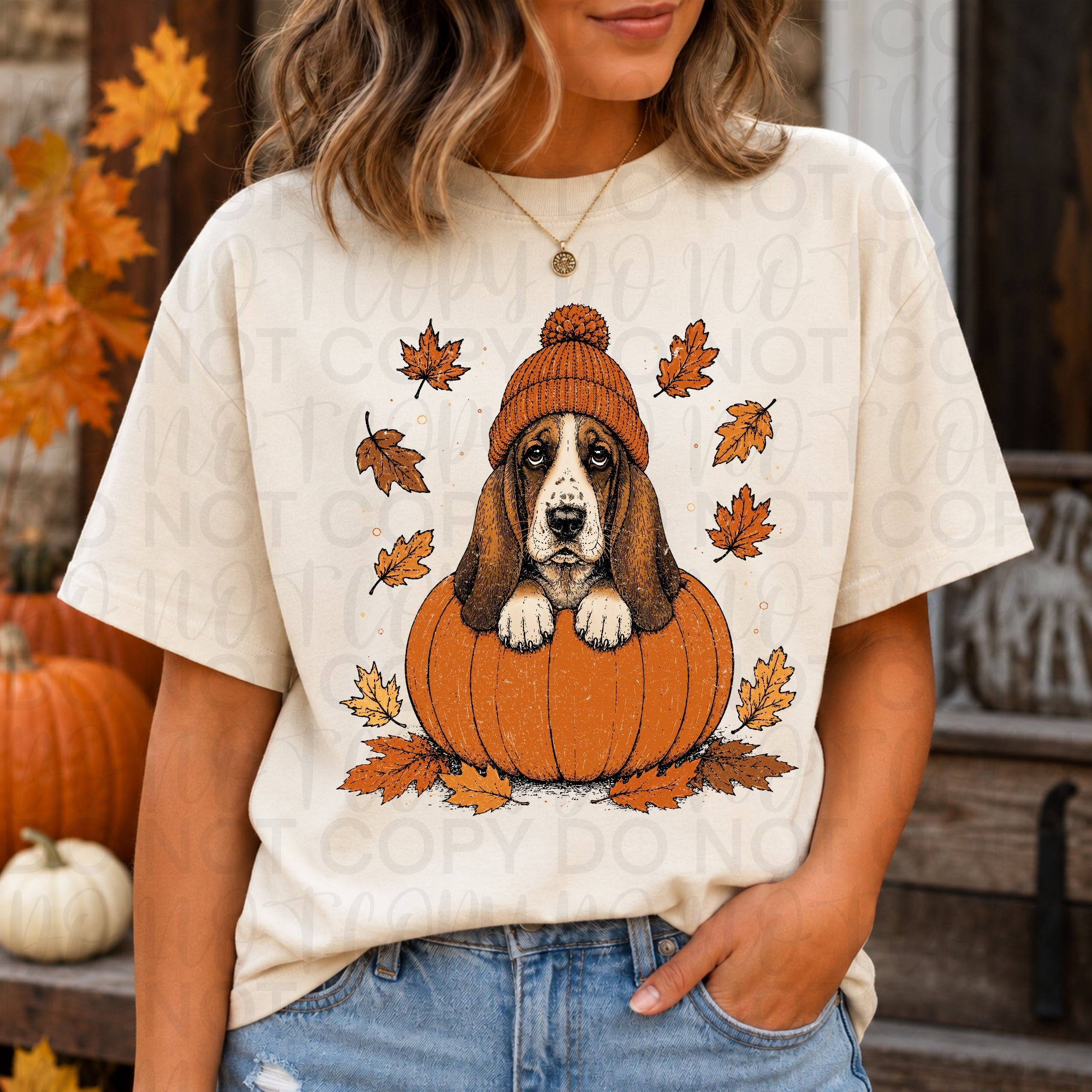 Fall Basset Hound Pumpkin PNG