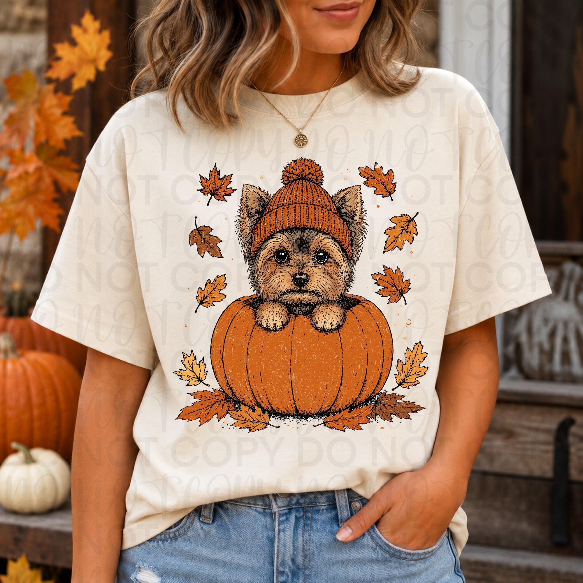 Fall Yorkie Pumpkin PNG