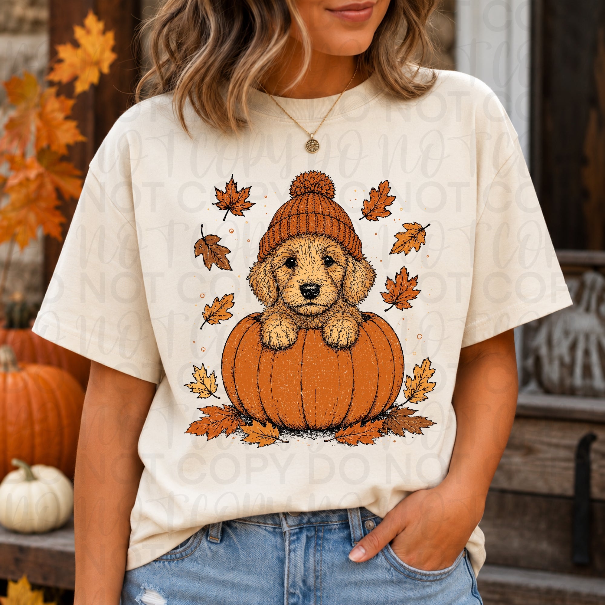 Fall Golden Doodle Pumpkin PNG