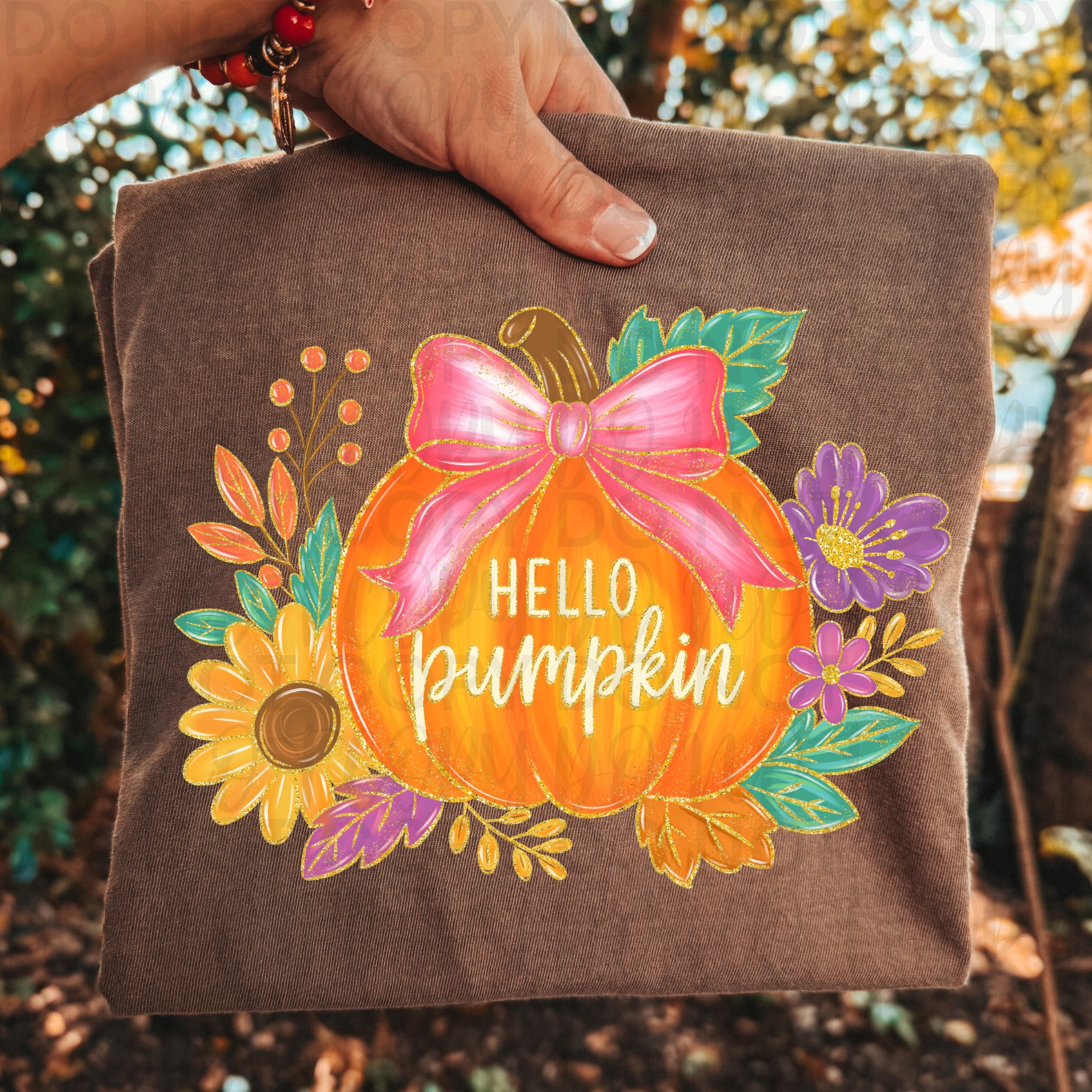 Floral Fall Hello Pumpkin PNG