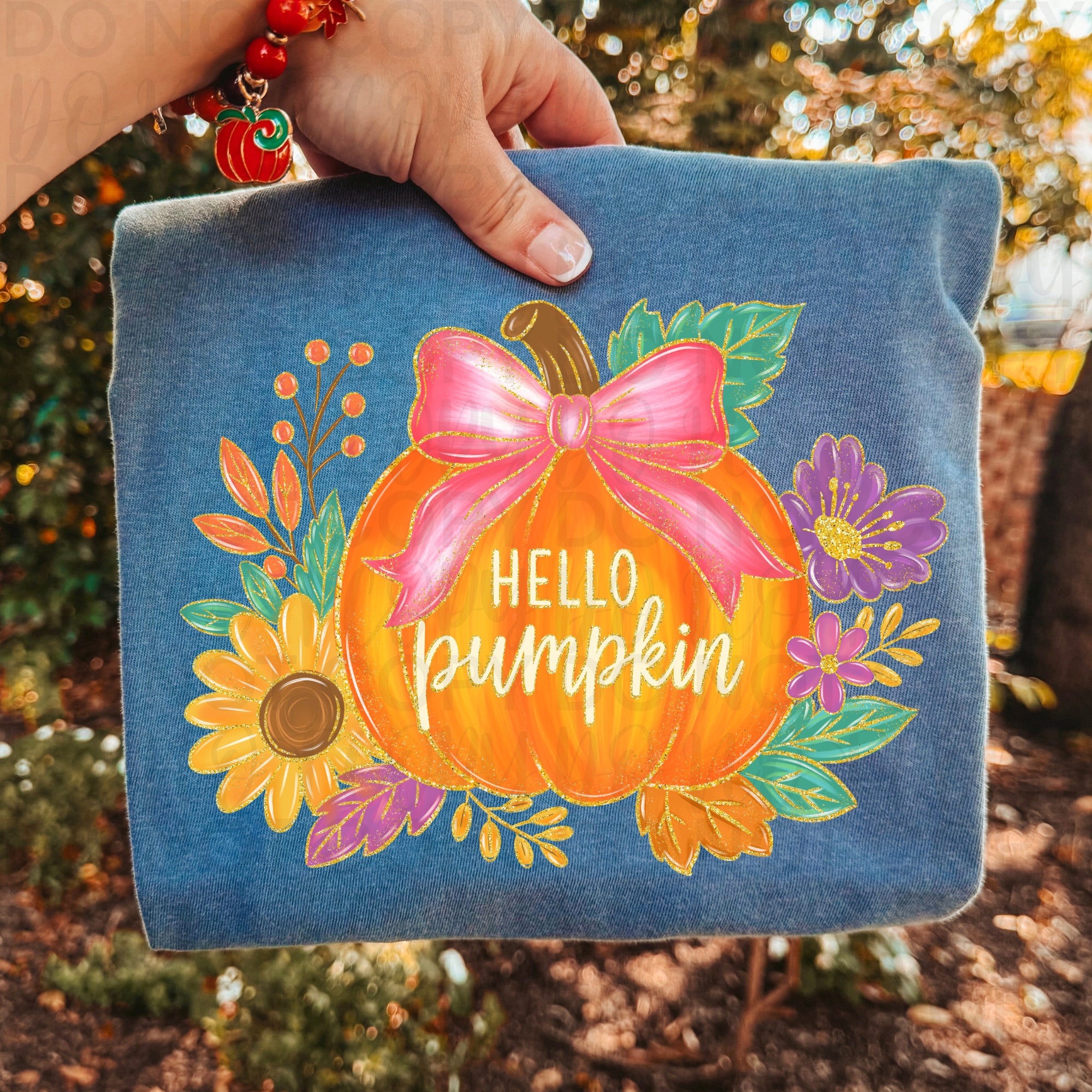 Floral Fall Hello Pumpkin PNG
