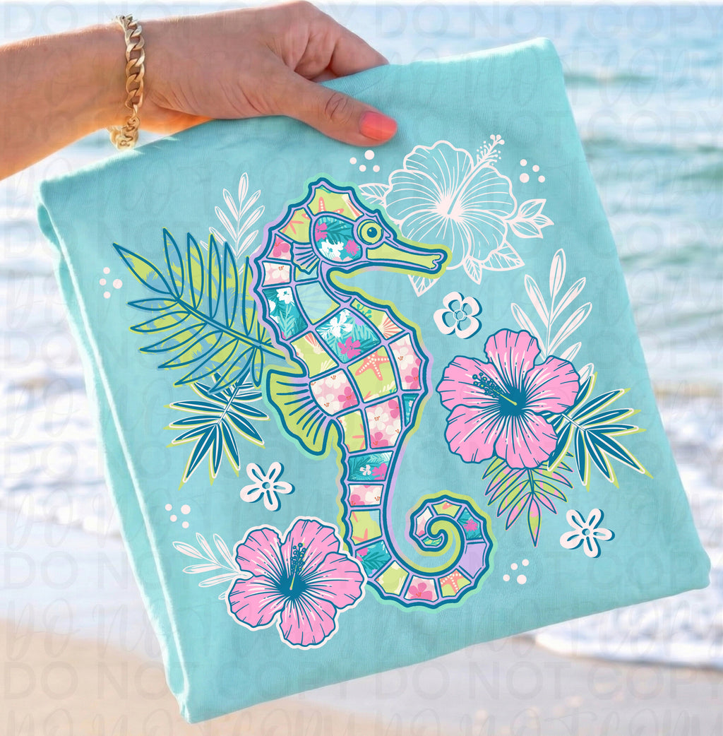 Floral Seahorse Beach PNG