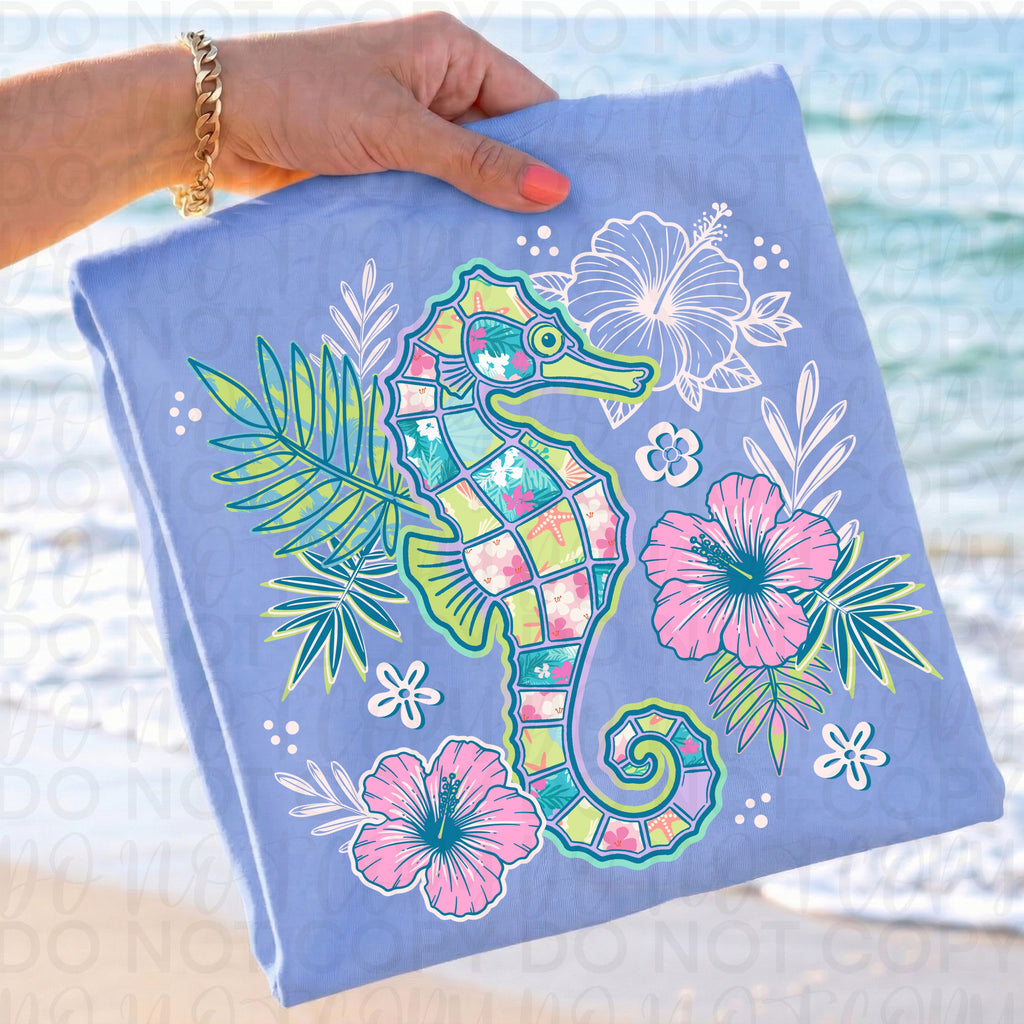 Floral Seahorse Beach PNG