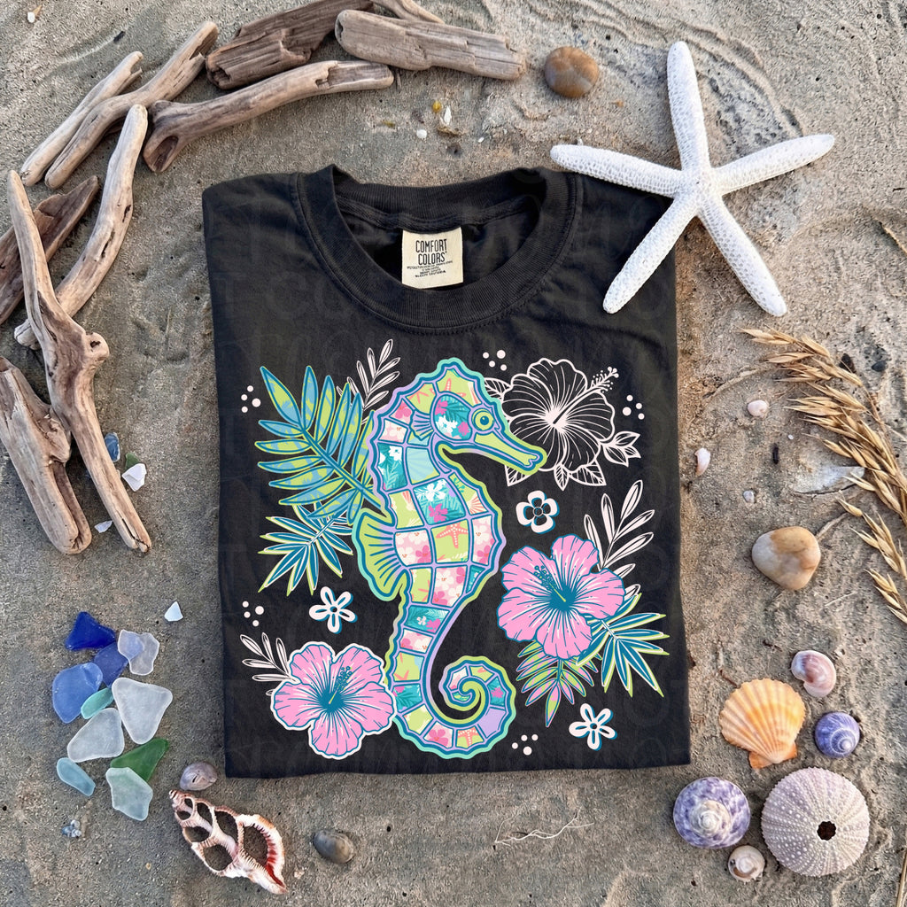 Floral Seahorse Beach PNG