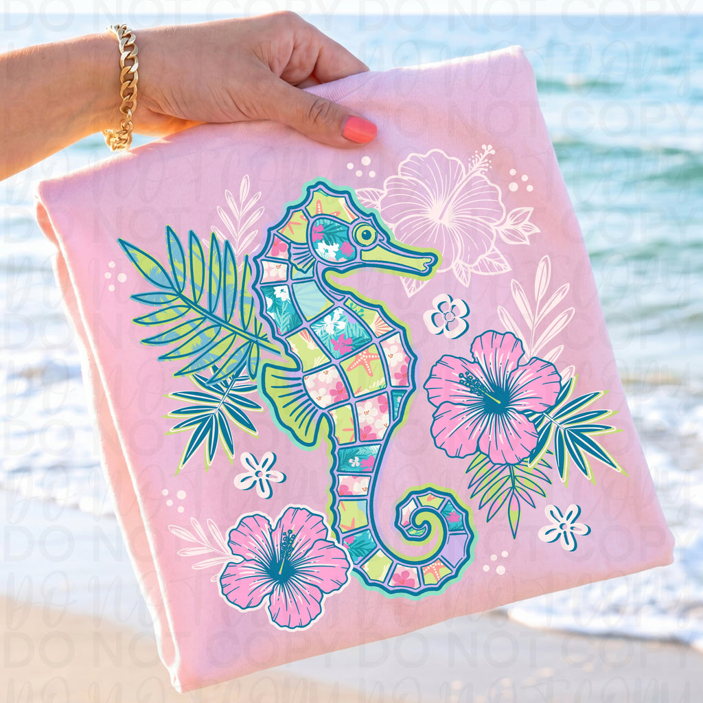 Floral Seahorse Beach PNG