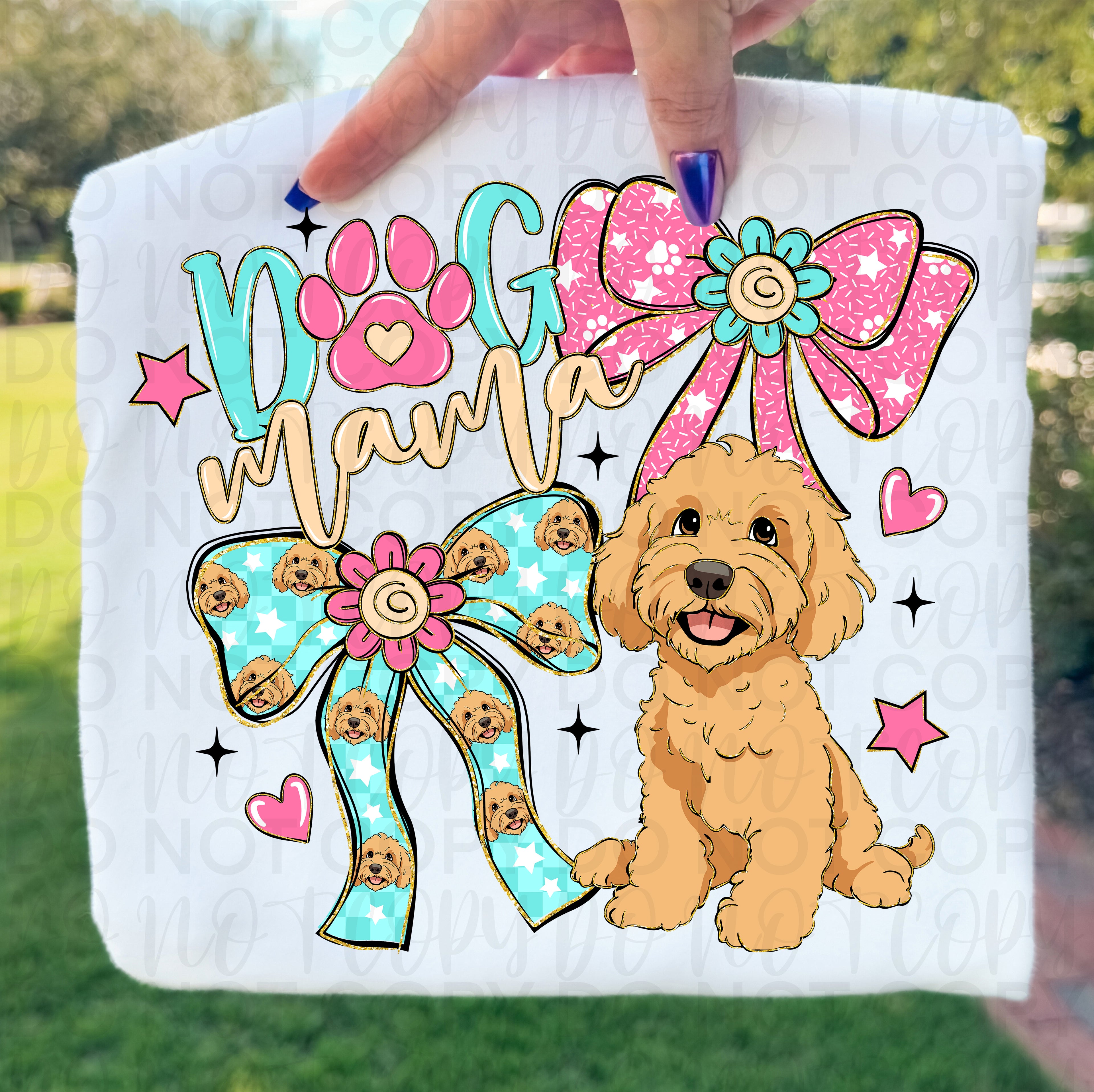 Dog Mama Golden Doodle Coquette PNG