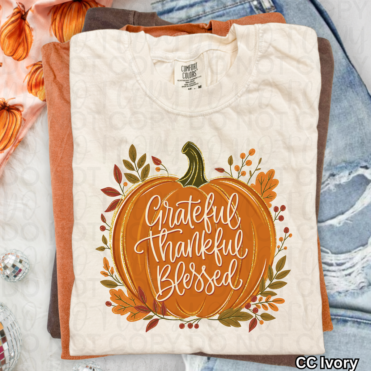 Grateful Thankful Blessed Pumpkin PNG