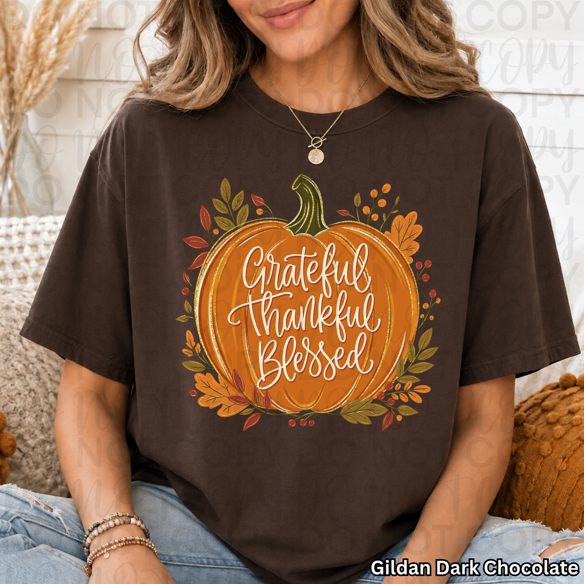 Grateful Thankful Blessed Pumpkin PNG