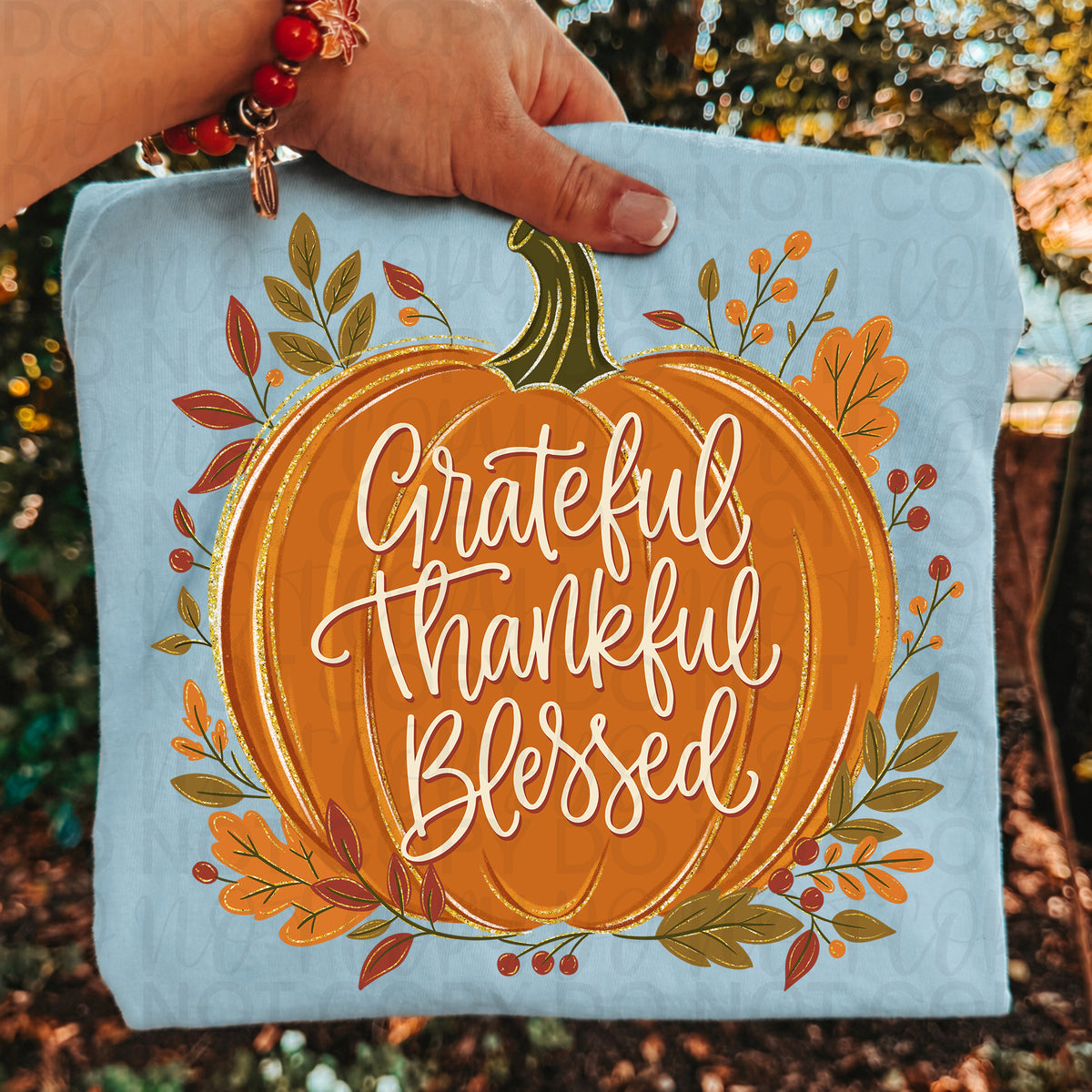 Grateful Thankful Blessed Pumpkin PNG