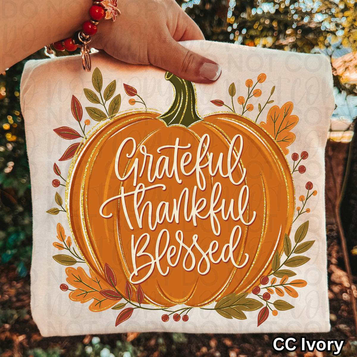 Grateful Thankful Blessed Pumpkin PNG