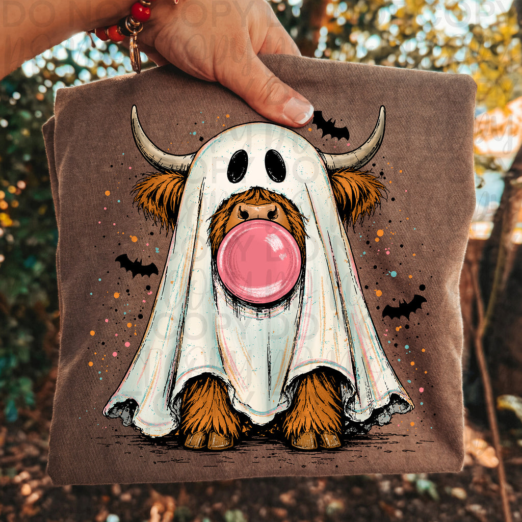 Highland Cow Ghost PNG