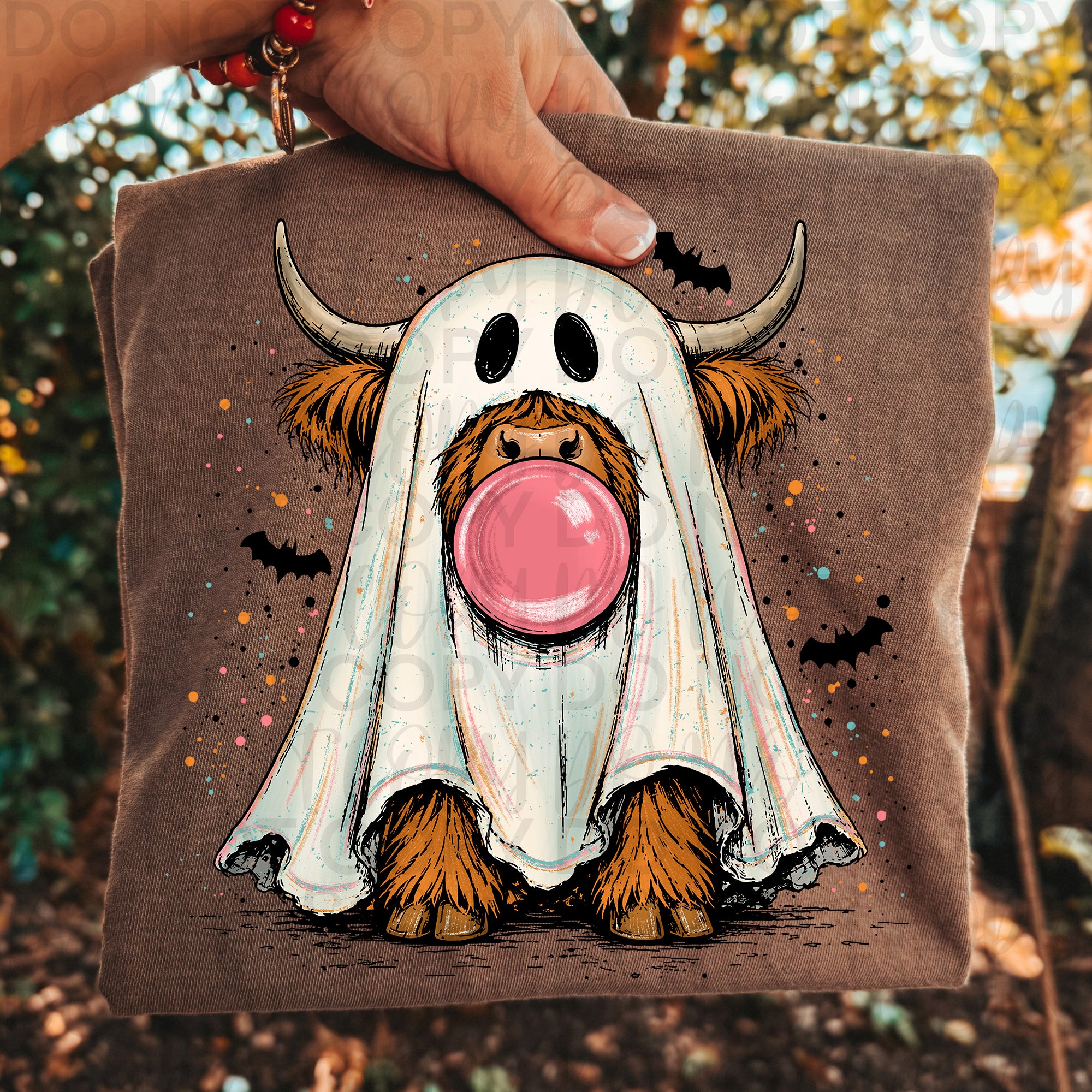 Highland Cow Ghost PNG