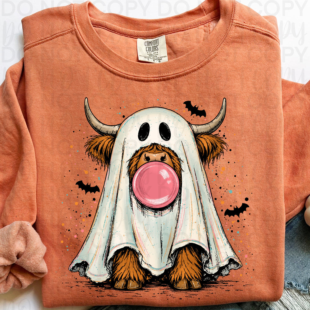 Highland Cow Ghost PNG