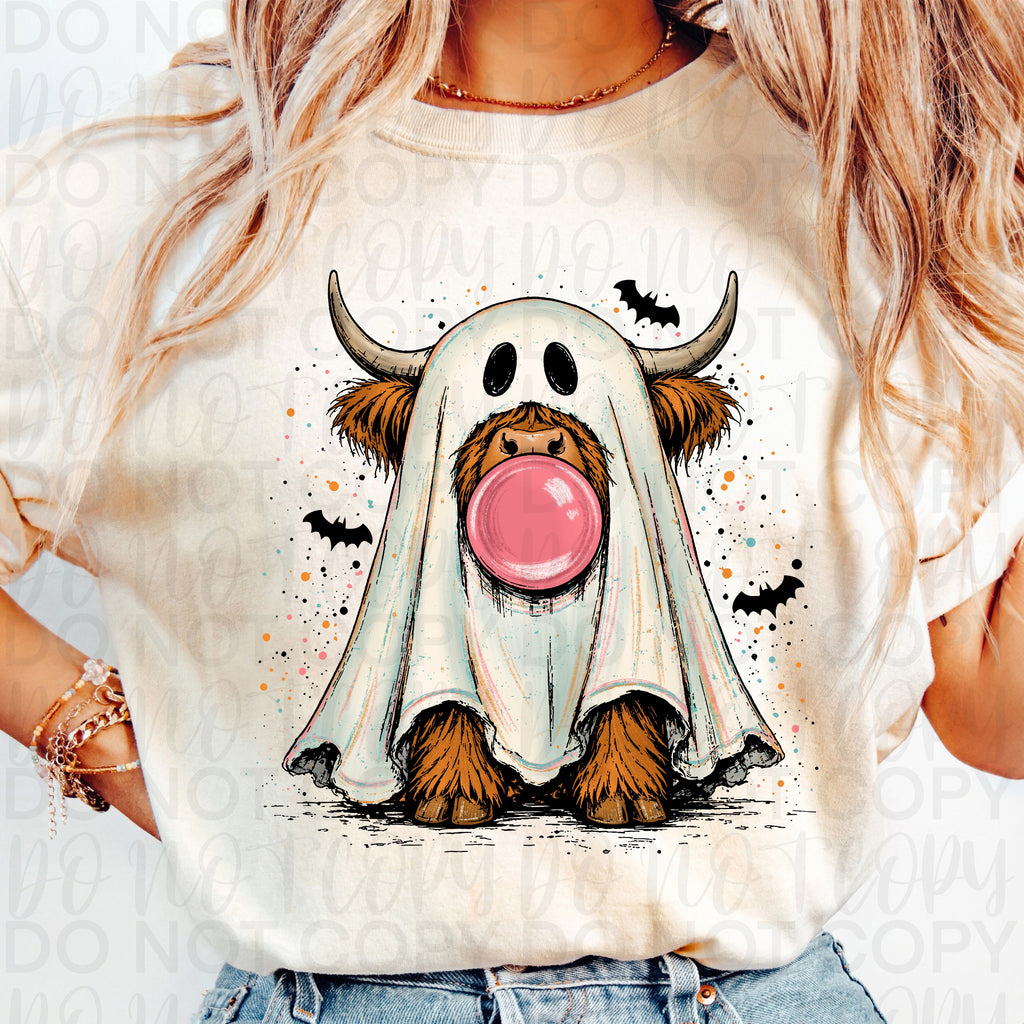 Highland Cow Ghost PNG
