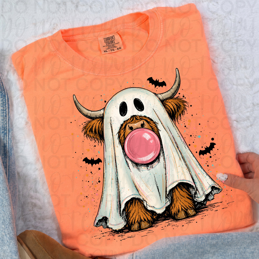 Highland Cow Ghost PNG