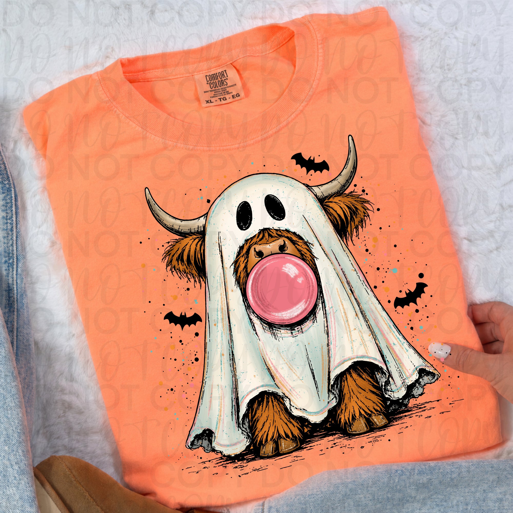 Highland Cow Ghost PNG