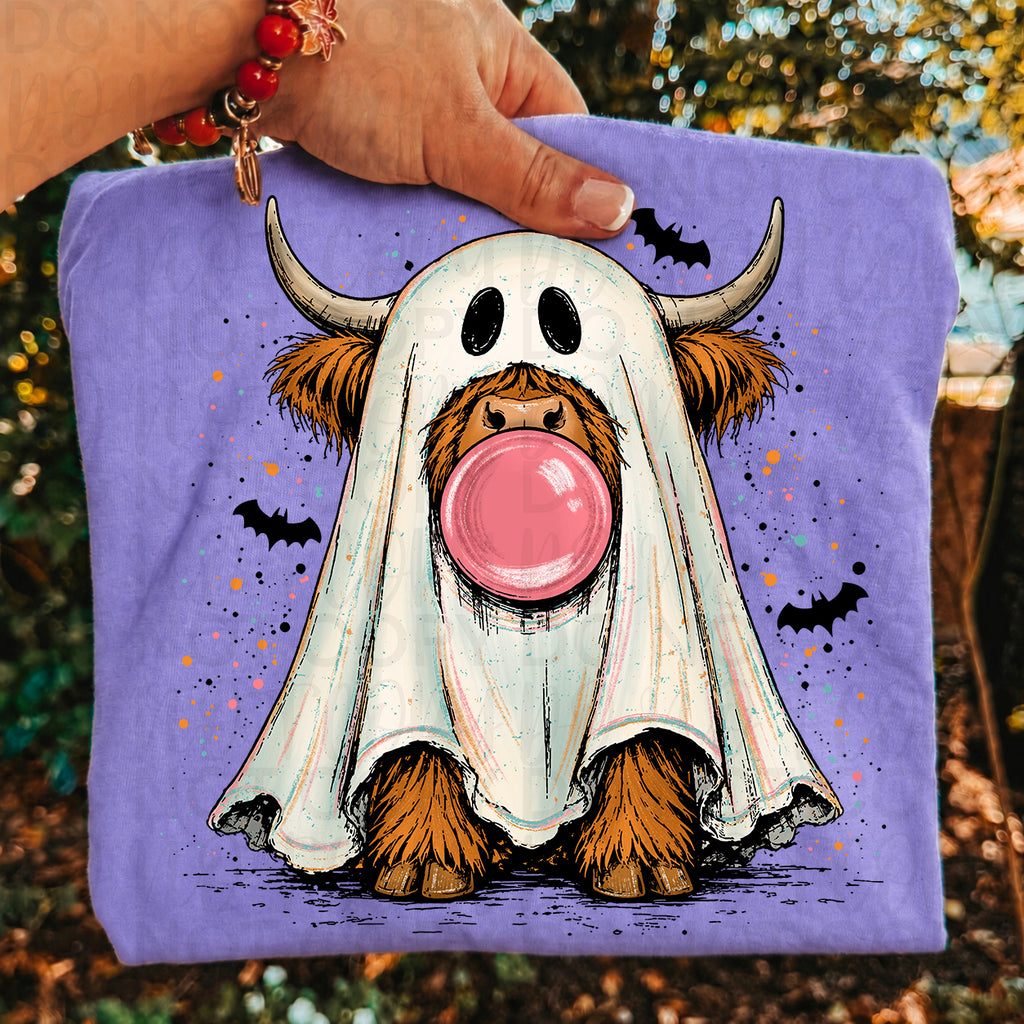 Highland Cow Ghost PNG